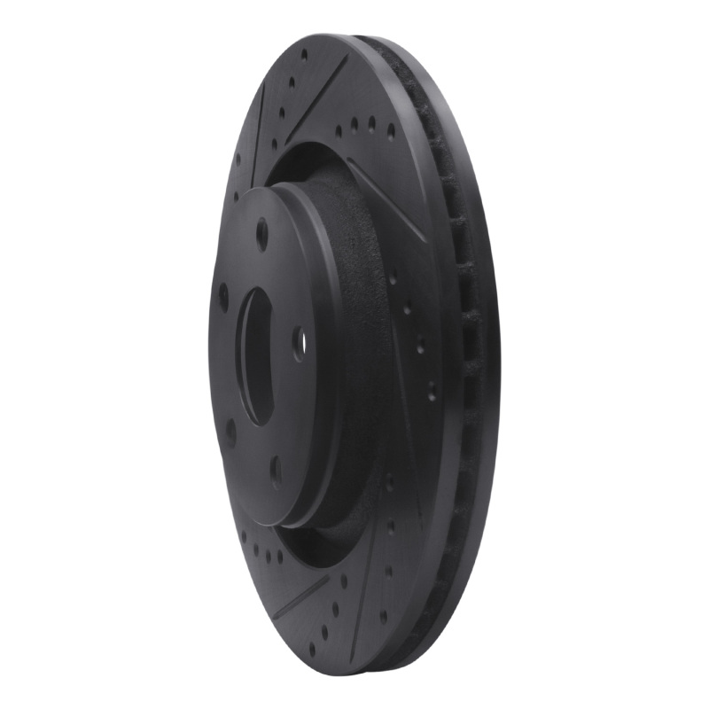 Jeep Wrangler Brake Rotor (1) - Front Left - R1 Concepts - Drilled & Slotted - Black - `12-`18